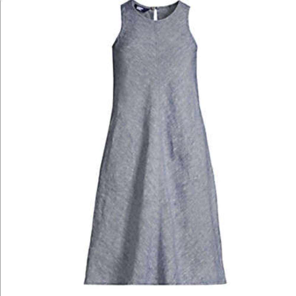 Land’s End Linen Indigo Dress 2XL NEW
